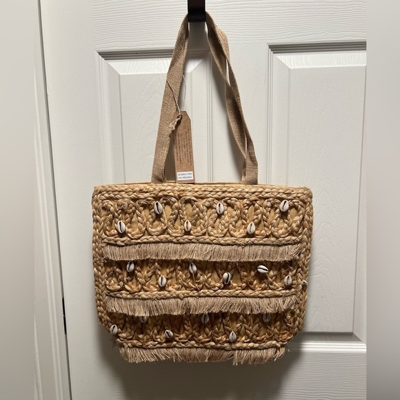 NEW Salt + Umber | Isla Jute‎ Seashell Tote Bag - Picture 1 of 6